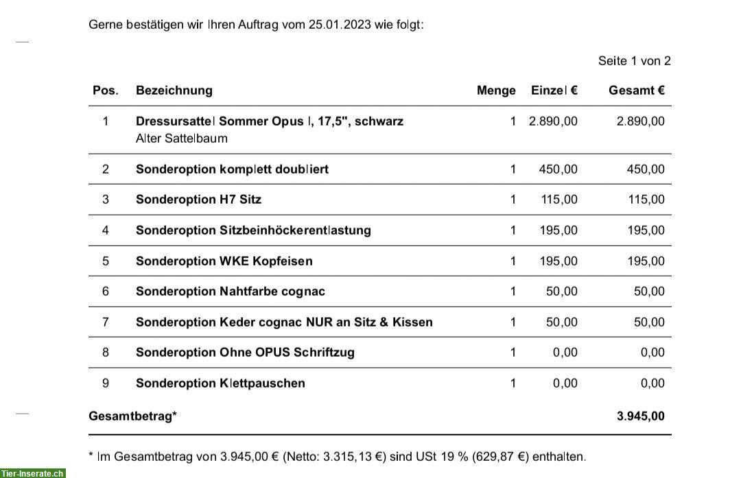 Bild 3: Sommer Dressursattel Opus zu verkaufen