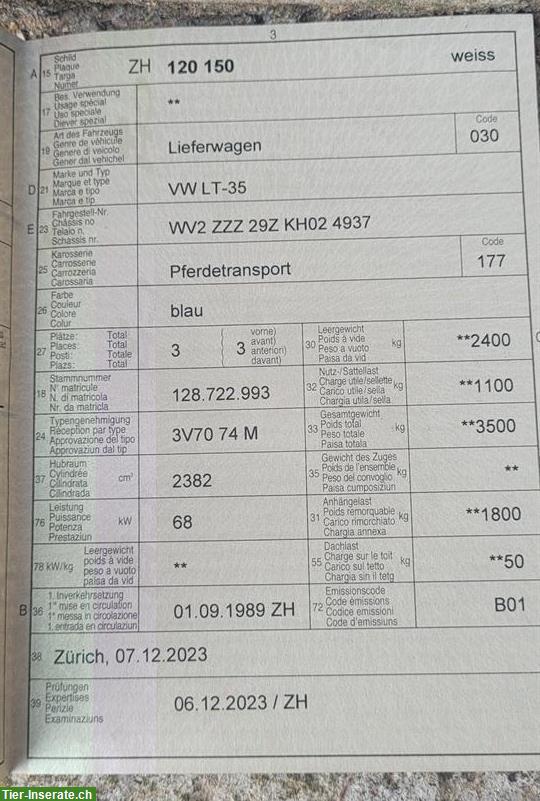 Bild 4: VW LT 35 Pferdetransporter vorgeführt zu verkaufen