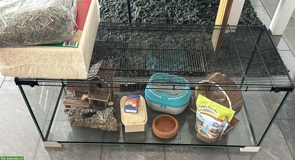 Kleintierkäfig / Terrarium mit Zubehör für Hamster